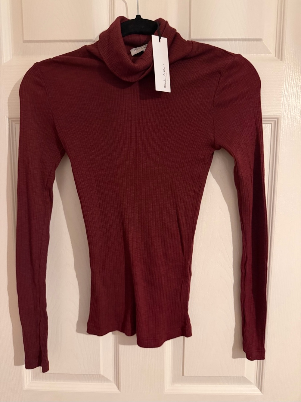 Women's Michael stars Rhodes Ribbed Turtleneck bell turtleneck - Burgundy